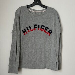 Gray Hilfiger Sweatshirt Sleepwear with Red and Blue Logo
